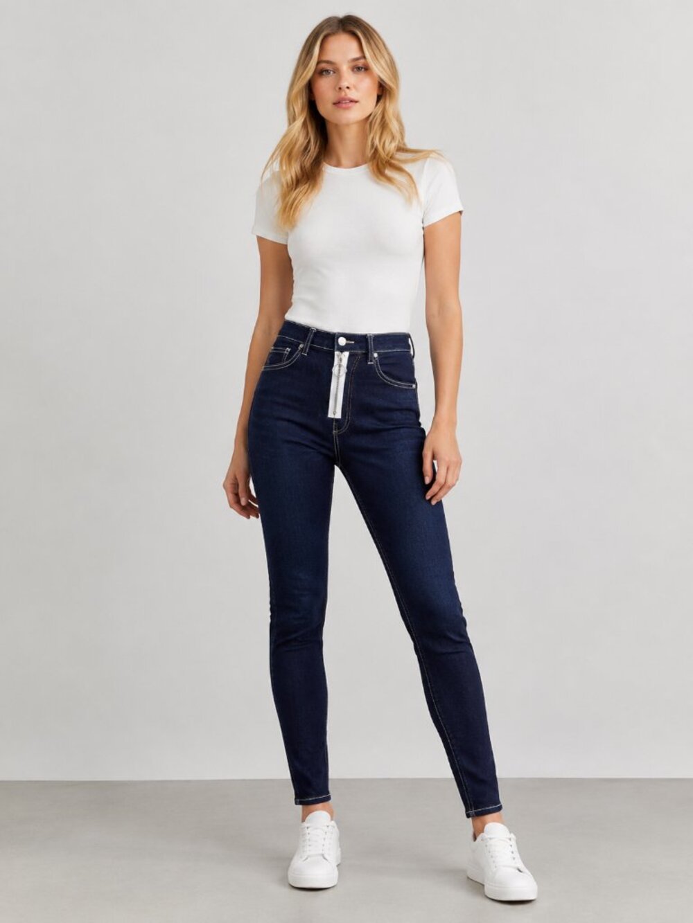 2/$30 Topshop Moto Jamie High Rise Skinny Contrasted Zipper Dark Wash W30 #9258